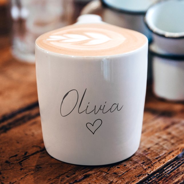 Personalized Girly Espresso Cup with Name & Heart  (Creator Uploaded)