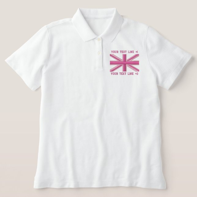 Personalized Girly Flag England Swag Embroidery Embroidered Polo Shirt (Design Front)