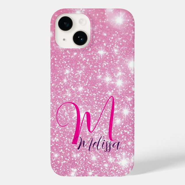 Personalized Girly Glitter Sparkles Name Case-Mate iPhone Case (Back)