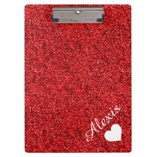 PERSONALIZED GIRLY GLITTER WITH NAME CLIPBOARD (Front)