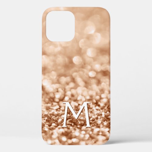 Personalized Girly Gold Glitter Sparkles Monogram iPhone 12 Case