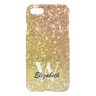 Personalized Girly Gold Glitter Sparkles Monogram  iPhone SE/8/7 Case