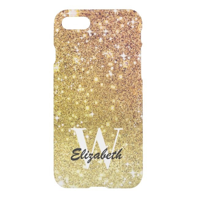 Personalized Girly Gold Glitter Sparkles Monogram  Uncommon iPhone Case (Back)