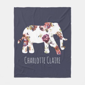 Personalized - Girly Granny Floral Elephant Fleece Blanket by GrudaHomeDecor at Zazzle