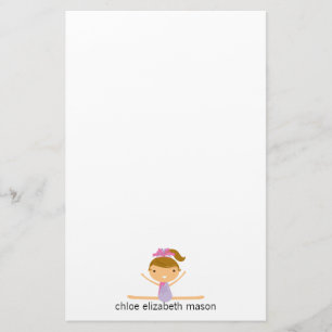 Personalized Girly Gymnastics Stationery