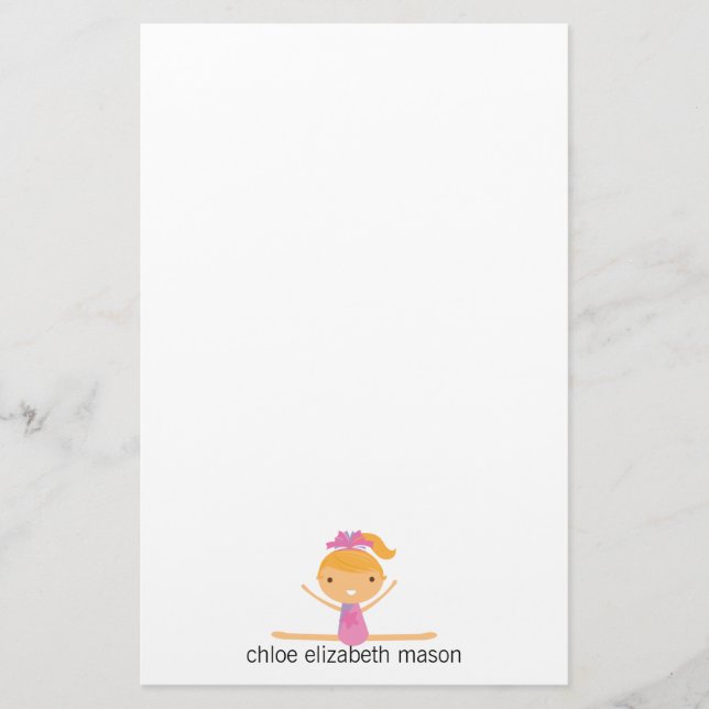 Personalized Girly Gymnastics Stationery (Front)