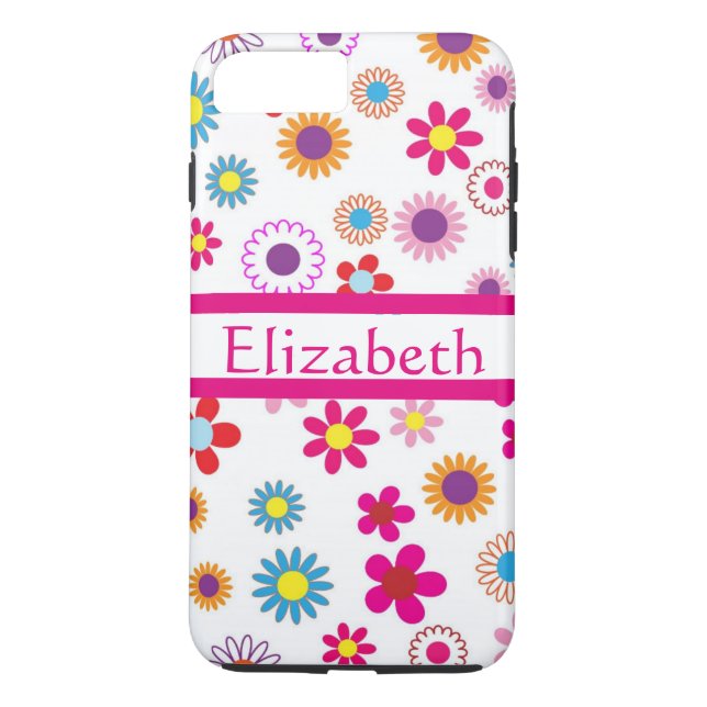 Personalized Girly Modern Daisies With Name Case-Mate iPhone Case (Back)