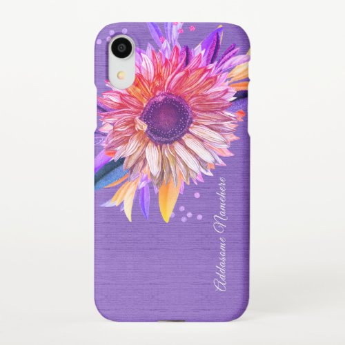 Personalized Girly Modern pink purple flower iPhone XR Case