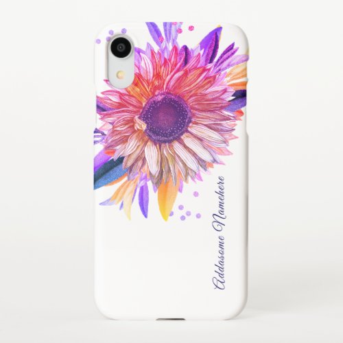 Personalized Girly Modern White Pink Purple Flower iPhone XR Case