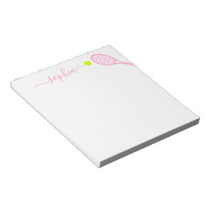 Personalized Girly Name Modern Pink Tennis Notepad
