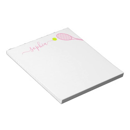 Personalized Girly Name Modern Pink Tennis Notepad