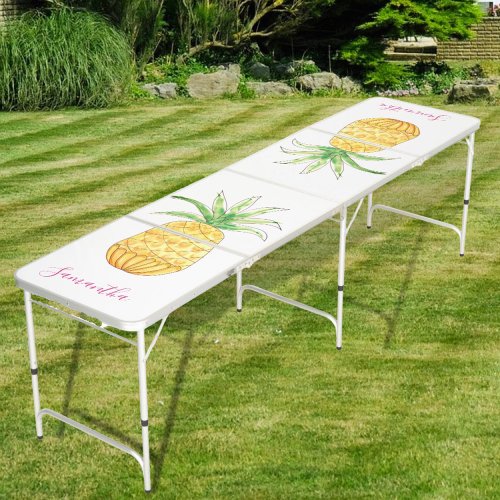 Personalized Girly Pineapple Beer Pong Table