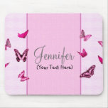Personalized Girly Pink Butterflies Mouse Pad at Zazzle