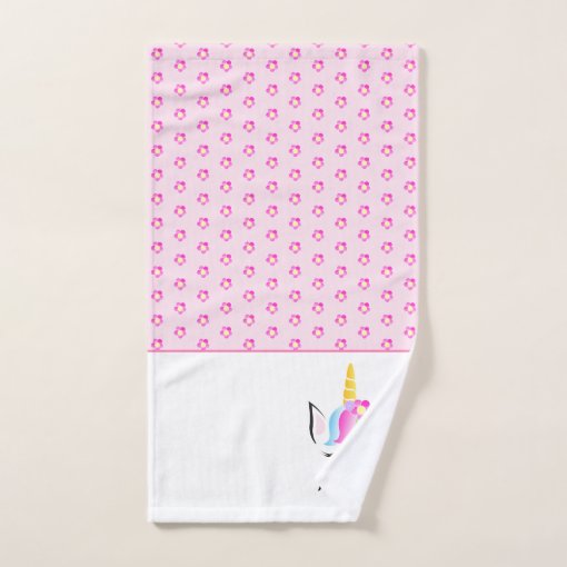 Personalized Girly Pink Cute Magical Unicorn Bath Towel Set Zazzle