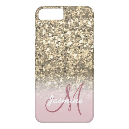 Personalized Girly Pink Gold Glitter Sparkle Name iPhone 8 Plus7 Plus Case