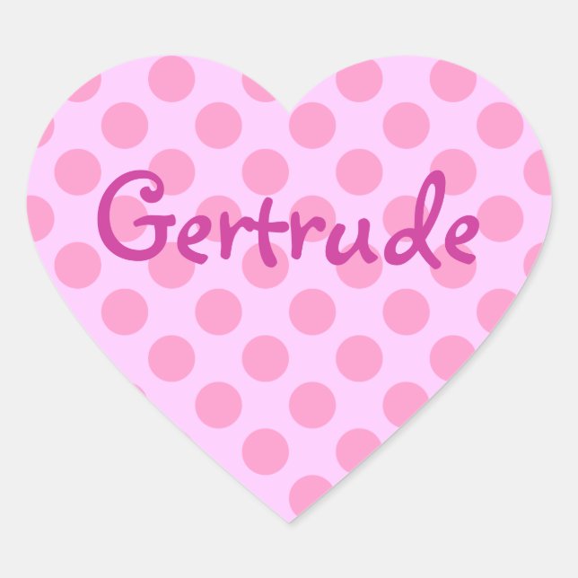 Personalized Girly Pink Polka Dot Pattern Heart Sticker (Front)