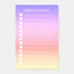 Personalized Girly Pink Purple Ombre To Do List Post-it Notes