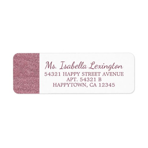 Personalized Girly Pink Rose Gold Sparkle Glitter Label