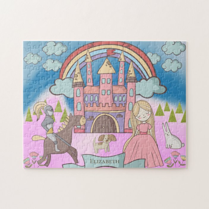 Personalized Girly Princess Fairy Tale Castle Jigsaw Puzzle | Zazzle.com