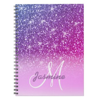 Personalized Girly Purple Glitter Sparkles Name Notebook by epclarke at Zazzle