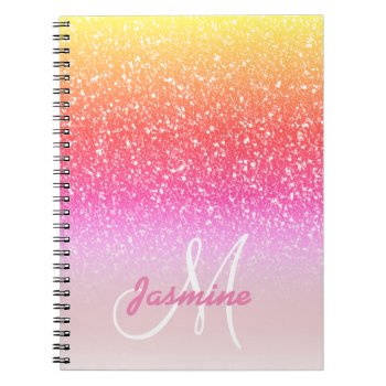 Personalized Girly Rainbow Glitter Sparkles Name Notebook by epclarke at Zazzle