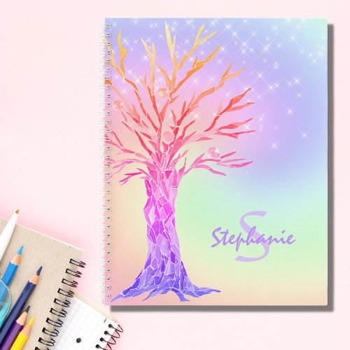 Personalized Girly Rainbow Sparkles Notebook