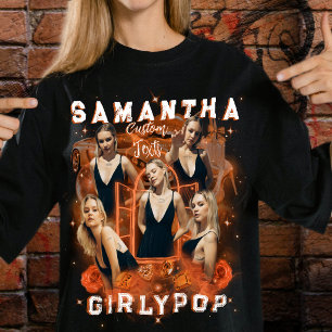 Personalized Girly Retro Orange Bootleg Y2K Rap T-Shirt