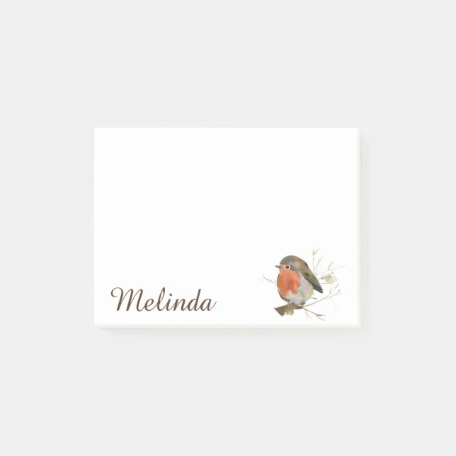 Personalized Girly Robin Bird Notes (Front)
