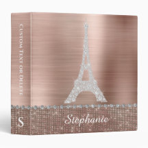 Personalized Girly Rose Gold Diamond Sparkle Paris