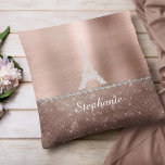 Personalized Girly Rose Gold Diamond Sparkle Paris Throw Pillow at Zazzle