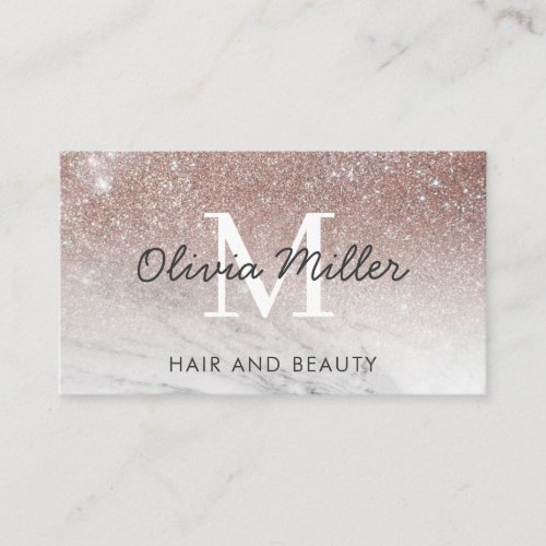 Personalized Girly Rose Gold Glitter Blush Marble  Business Card