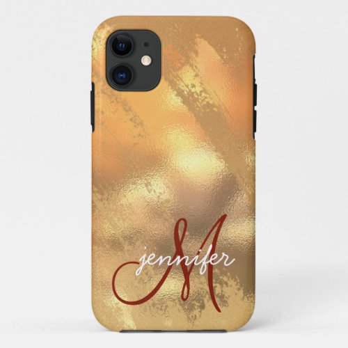 Personalized Girly Rose Gold Glitter Sparkles Name iPhone 11 Case