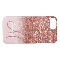 Elegant girly rose gold glitter white marble pink Case-Mate iPhone