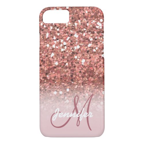 Personalized Girly Rose Gold Glitter Sparkles Name iPhone 87 Case