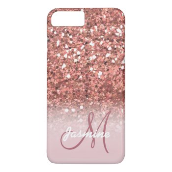 Personalized Girly Rose Gold Glitter Sparkles Name Iphone 8 Plus/7 Plus Case by epclarke at Zazzle