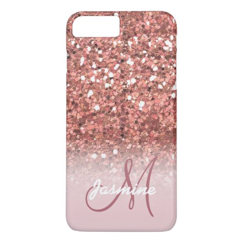 Personalized Girly Rose Gold Glitter Sparkles Name iPhone 8 Plus7 Plus Case