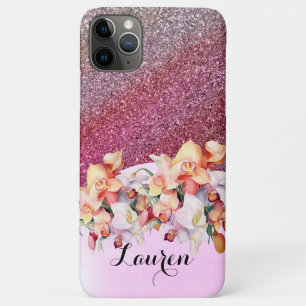 Personalized Girly Rose Gold Glitter Sparkles Name iPhone 11 Pro Max Case