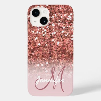 Personalized Girly Rose Gold Glitter Sparkles Name Case-mate Iphone 14 Case by epclarke at Zazzle