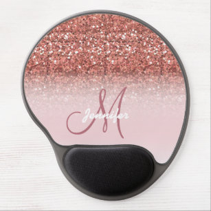Personalized Y Rose Gold Glitter Sparkles Name Gel Mouse Pad Personalized Y Rose Gold Glitter Sparkles Name Gel Mouse Pad