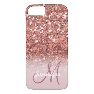 Personalized Girly Rose Gold Glitter Sparkles Name iPhone 8/7 Case