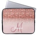 Personalized Girly Rose Gold Glitter Sparkles Name Laptop Sleeve at Zazzle