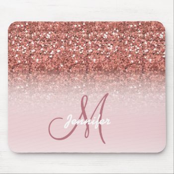 Personalized Girly Rose Gold Glitter Sparkles Name Mouse Pad by epclarke at Zazzle