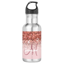 Personalized Girly Rose Gold Glitter Sparkles Name Stainless Steel Water Bottle Personalized Girly Rose Gold Glitter Sparkles Name Stainless Steel Water Bottle