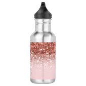 Personalized Girly Rose Gold Glitter Sparkles Name Stainless Steel Water Bottle (Right)
