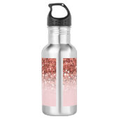 Personalized Girly Rose Gold Glitter Sparkles Name Stainless Steel Water Bottle (Back)