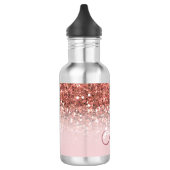 Personalized Girly Rose Gold Glitter Sparkles Name Stainless Steel Water Bottle (Left)