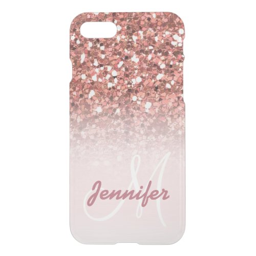 Personalized Girly Rose Gold Glitter Sparkles Name iPhone SE87 Case