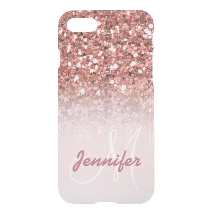 Personalized Girly Rose Gold Glitter Sparkles Name Uncommon iPhone Case ...