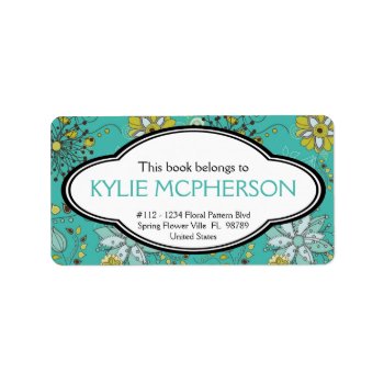 Personalized Girly Spring Floral Pattern Bookplate by PartyHearty at Zazzle