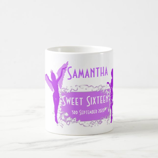 Personalized girly sweet sixteen coffee mug (Center)